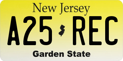 NJ license plate A25REC