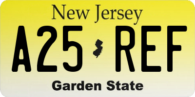 NJ license plate A25REF