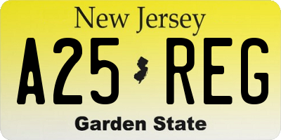 NJ license plate A25REG