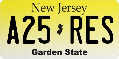 NJ license plate A25RES