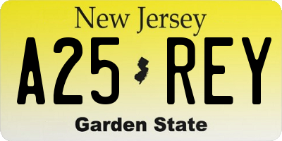 NJ license plate A25REY