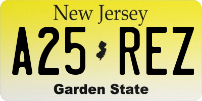 NJ license plate A25REZ