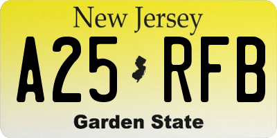 NJ license plate A25RFB