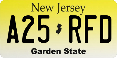 NJ license plate A25RFD