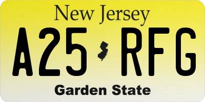 NJ license plate A25RFG