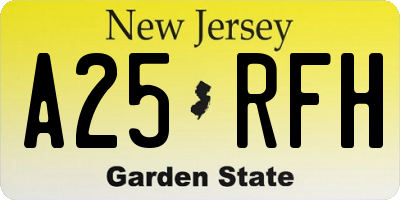 NJ license plate A25RFH