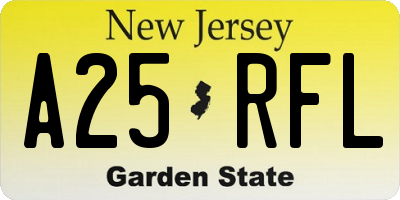 NJ license plate A25RFL