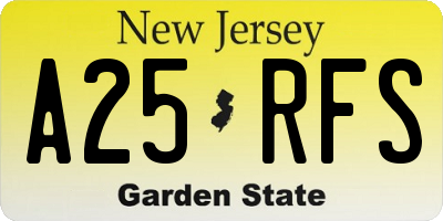 NJ license plate A25RFS