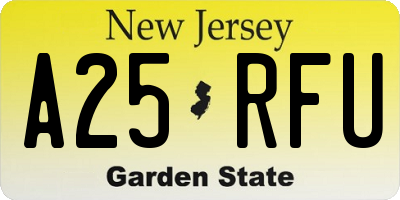 NJ license plate A25RFU