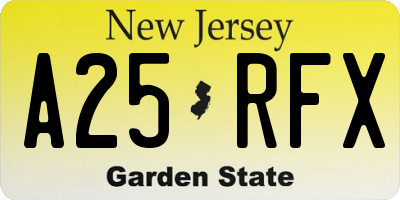 NJ license plate A25RFX