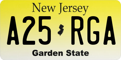 NJ license plate A25RGA