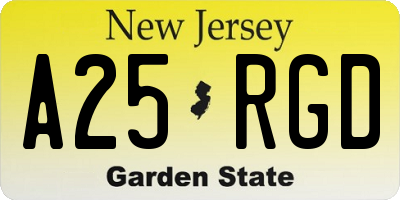 NJ license plate A25RGD