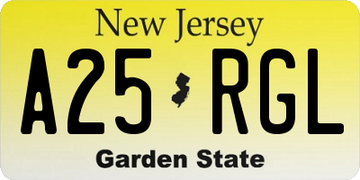 NJ license plate A25RGL