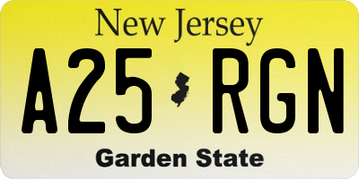 NJ license plate A25RGN
