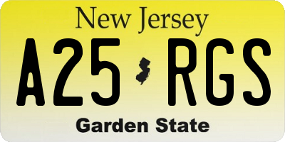 NJ license plate A25RGS