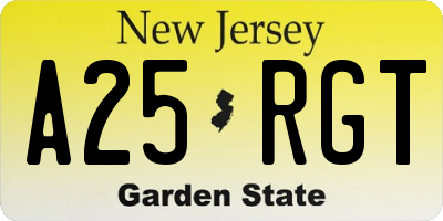 NJ license plate A25RGT