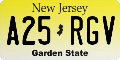 NJ license plate A25RGV