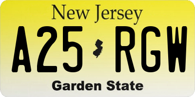 NJ license plate A25RGW