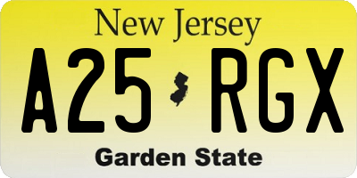 NJ license plate A25RGX