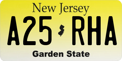 NJ license plate A25RHA