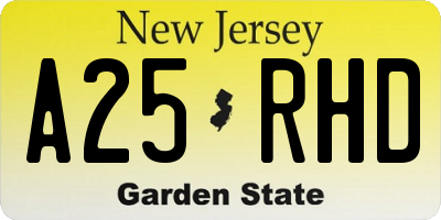 NJ license plate A25RHD