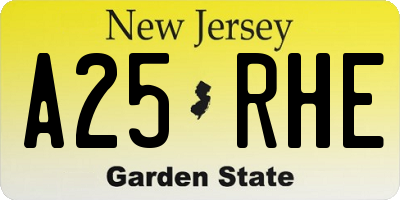 NJ license plate A25RHE