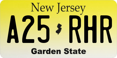 NJ license plate A25RHR