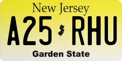 NJ license plate A25RHU