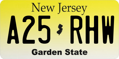 NJ license plate A25RHW