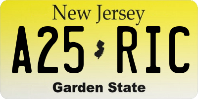 NJ license plate A25RIC