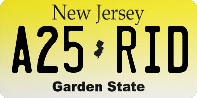 NJ license plate A25RID