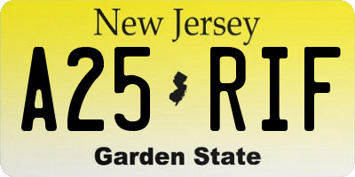 NJ license plate A25RIF