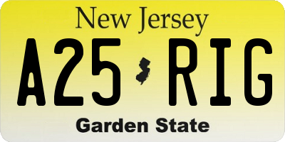 NJ license plate A25RIG