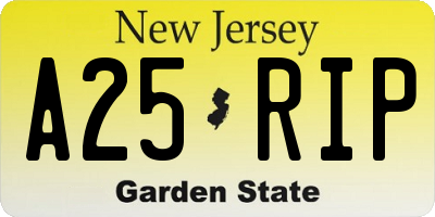 NJ license plate A25RIP