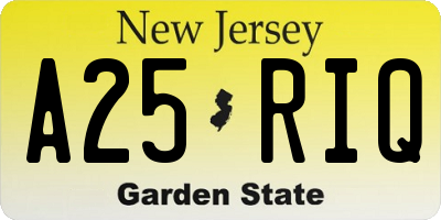 NJ license plate A25RIQ