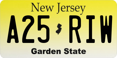 NJ license plate A25RIW