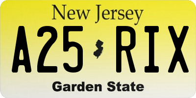 NJ license plate A25RIX