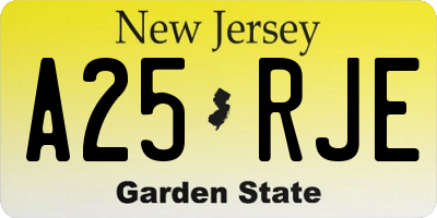 NJ license plate A25RJE