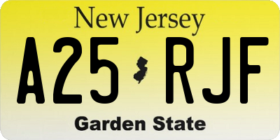 NJ license plate A25RJF