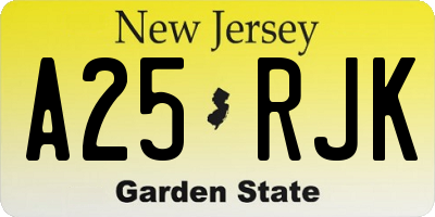NJ license plate A25RJK