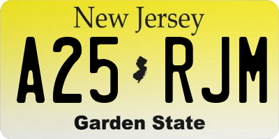 NJ license plate A25RJM