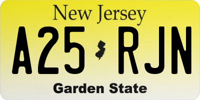 NJ license plate A25RJN