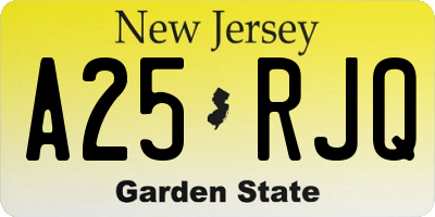NJ license plate A25RJQ