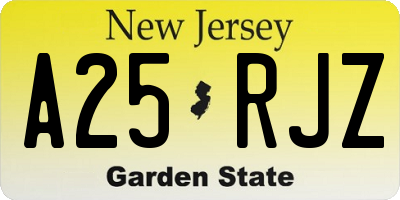 NJ license plate A25RJZ