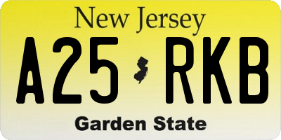 NJ license plate A25RKB