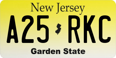 NJ license plate A25RKC