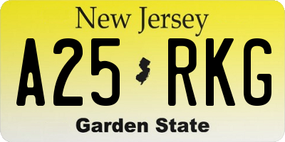 NJ license plate A25RKG