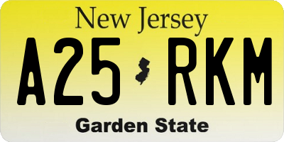 NJ license plate A25RKM