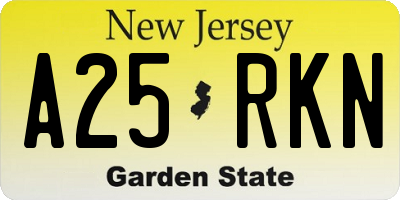 NJ license plate A25RKN