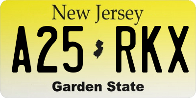 NJ license plate A25RKX